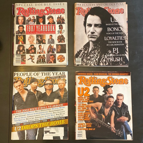 Vintage U2 Cover’s on Rolling Stones Magazine - lot of 4- rare find-gently used - Picture 1 of 15
